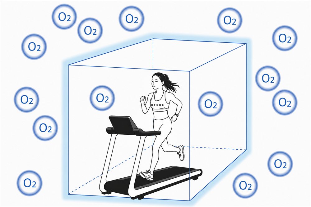 低酸素ルームでトレッドミルを走る様子